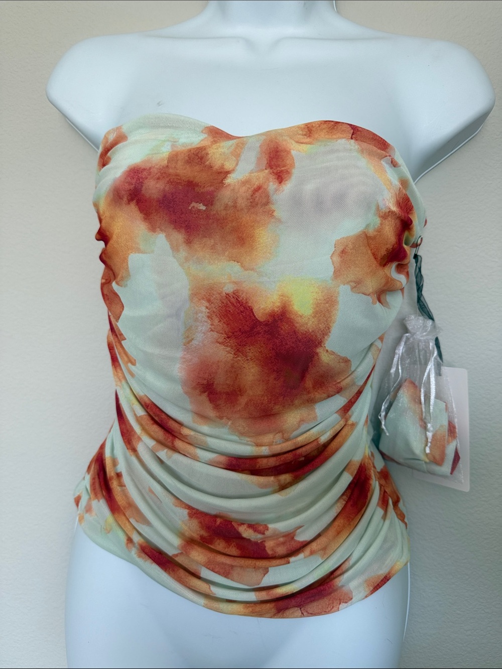 Strapless Watercolor Tube Top w/ matching neck tie SZ S